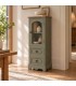 Vitrina pequeña verde oliva con tapa de madera natural estilo clásico Mdmhogar