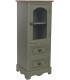 Vitrina pequeña verde oliva con tapa de madera natural estilo clásico