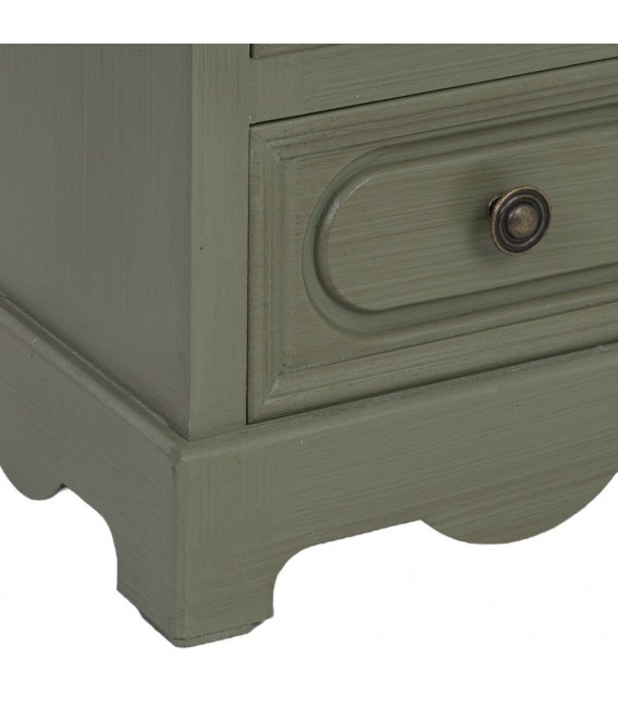 Vitrina pequeña verde oliva con tapa de madera natural estilo clásico 5