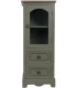 Vitrina pequeña verde oliva con tapa de madera natural estilo clásico 6