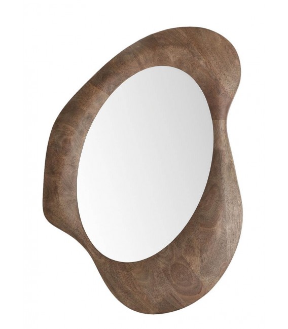 Espejo de pared de madera nogal con marco orgánico contemporáneo