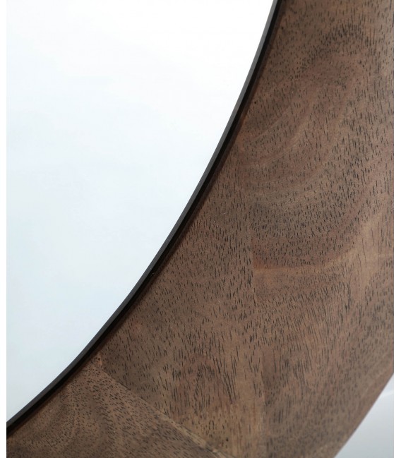 Espejo de pared de madera nogal con marco orgánico contemporáneo 1
