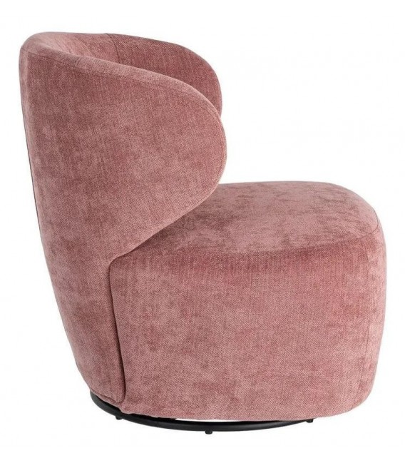 Butaca descalzadora giratoria pequeña de terciopelo rosa  2