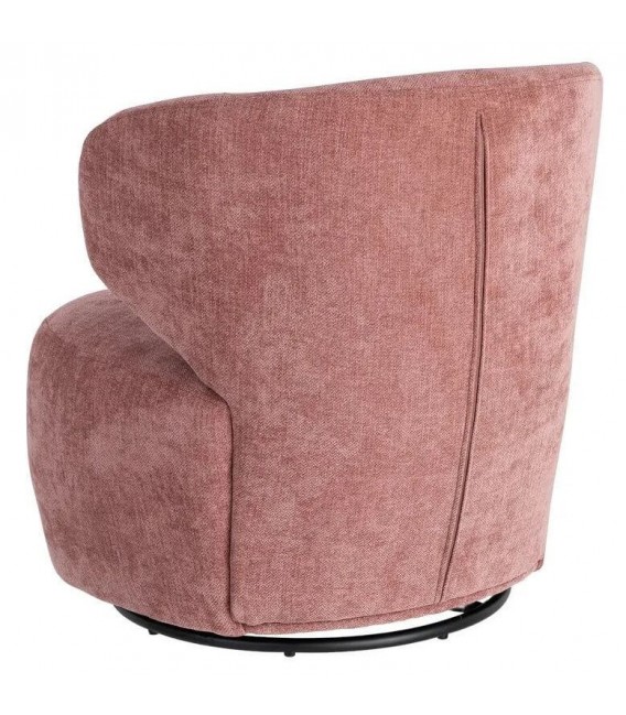 Butaca descalzadora giratoria pequeña de terciopelo rosa  3