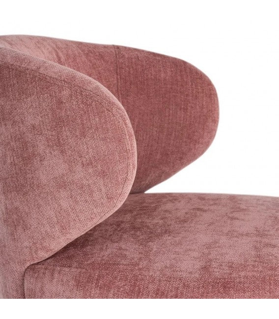Butaca descalzadora giratoria pequeña de terciopelo rosa  4
