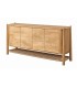 Aparador boho de madera maciza de mango natural con estante trenzado 1