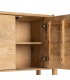 Aparador boho de madera maciza de mango natural con estante trenzado 4