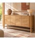 Aparador boho de madera maciza de mango natural con estante trenzado Mdmhogar