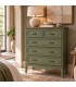 Cómoda clásica verde oliva con cajones y tapa en madera natural Mdmhogar