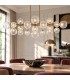 Lámpara de techo XL art déco dorada con esferas de cristal Mdmhogar