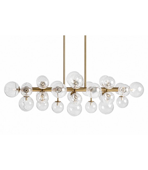 Lámpara de techo XL art déco dorada con esferas de cristal 1