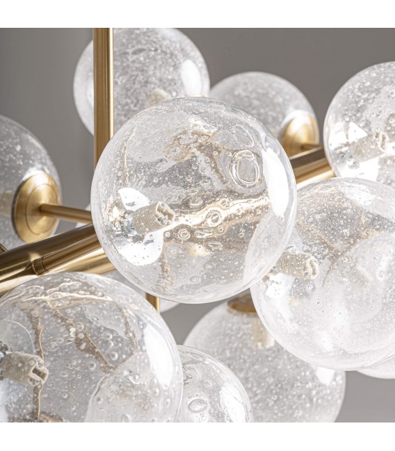 Lámpara de techo XL art déco dorada con esferas de cristal 3