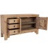Aparador boho de madera maciza de olmo natural con puertas y cajones 3