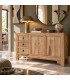 Aparador boho de madera maciza de olmo natural con puertas y cajones mdmhogar