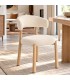 Silla de comedor tapizada en chenilla blanca con patas efecto roble Mdmhogar