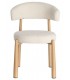 Silla de comedor tapizada en chenilla blanca con patas efecto roble 1