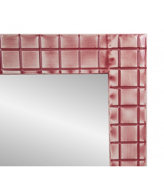 Espejo de pared rectangular con marco metálico burdeos estilo chic 1