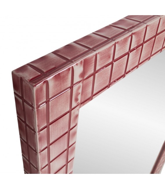 Espejo de pared rectangular con marco metálico burdeos estilo chic 2