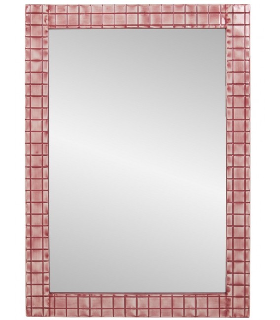 Espejo de pared rectangular con marco metálico burdeos estilo chic