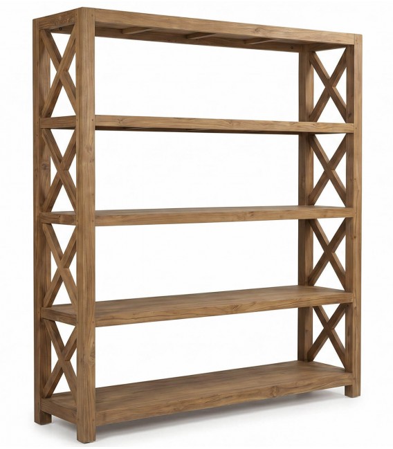 Estantería XL de madera maciza de teca reciclada en estilo colonial