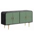 Aparador de madera de mango negro puertas verde brillo estilo art déco