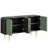 Aparador de madera de mango negro puertas verde brillo estilo art déco 2