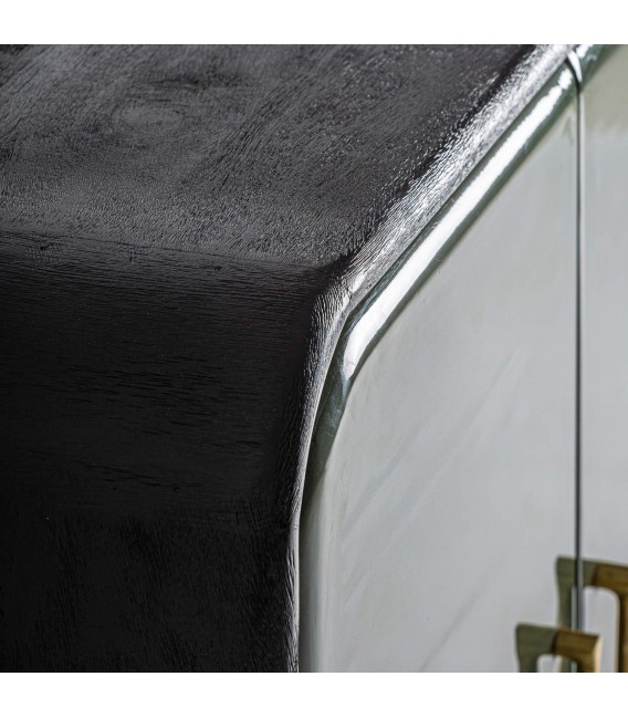 Aparador de madera de mango negro puertas verde brillo estilo art déco 3