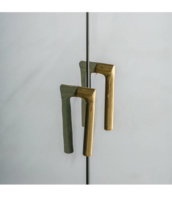 Aparador de madera de mango negro puertas verde brillo estilo art déco 5