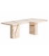 Mesa de centro rectangular de mármol beige con vetas marrones