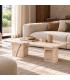 Mesa de centro rectangular de mármol beige con vetas marrones Mdmhogar