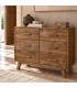 Cómoda pequeña de madera de pino en nogal claro de estilo boho Mdmhogar