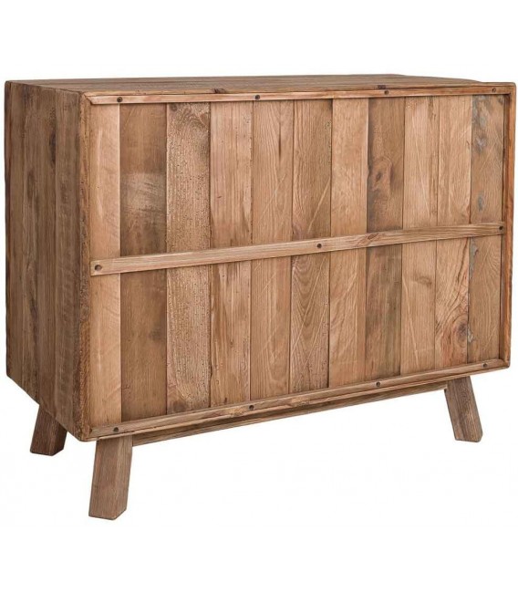 Cómoda pequeña de madera de pino en nogal claro de estilo boho 5
