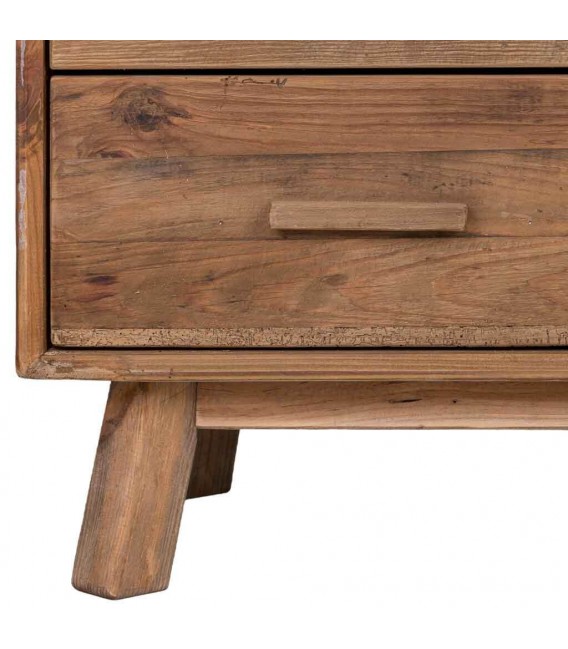 Cómoda pequeña de madera de pino en nogal claro de estilo boho 4