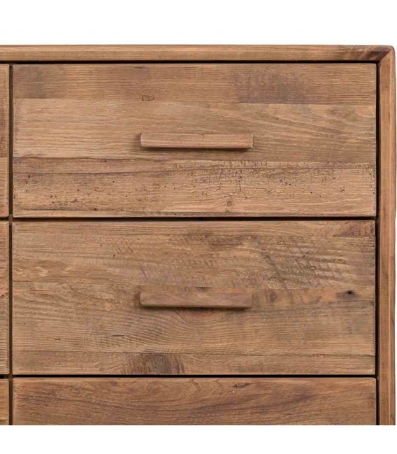 Cómoda pequeña de madera de pino en nogal claro de estilo boho 3