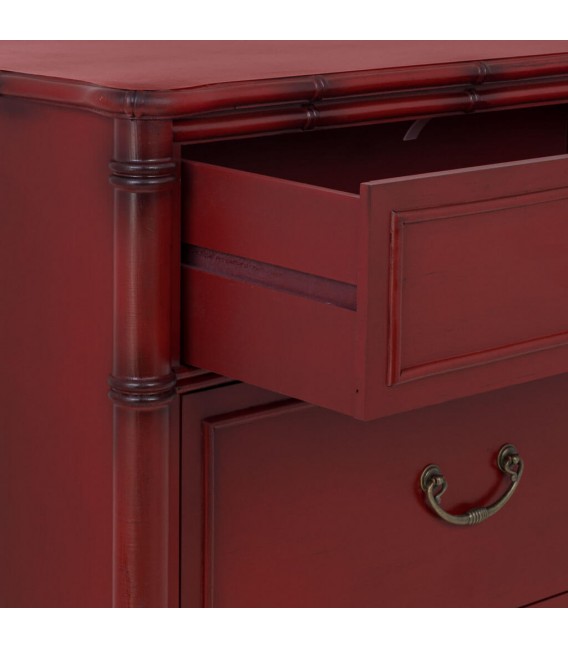 Cómoda pequeña de estilo oriental en rojo burdeos envejecido 3