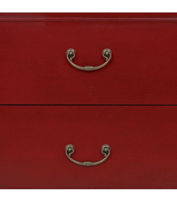 Cómoda pequeña de estilo oriental en rojo burdeos envejecido 4