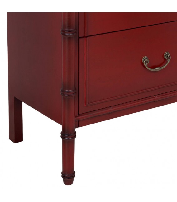 Cómoda pequeña de estilo oriental en rojo burdeos envejecido 5