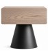 Mesita de noche industrial de madera beige claro con base de acero 1