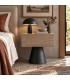 Mesita de noche industrial de madera beige claro con base de acero Mdmhogar