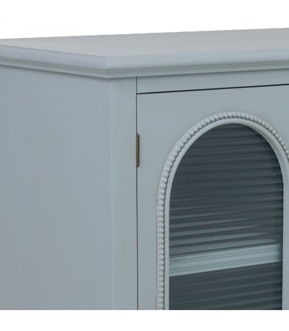 Aparador pequeño azul grisáceo con puertas de cristal estilo romántico 4