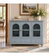 Aparador pequeño azul grisáceo con puertas de cristal estilo romántico Mdmhogar