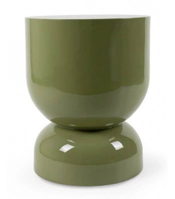Mesita auxiliar redonda de madera lacada en verde brillante