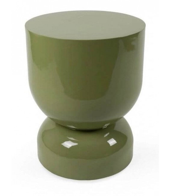 Mesita auxiliar redonda de madera lacada en verde brillante  1
