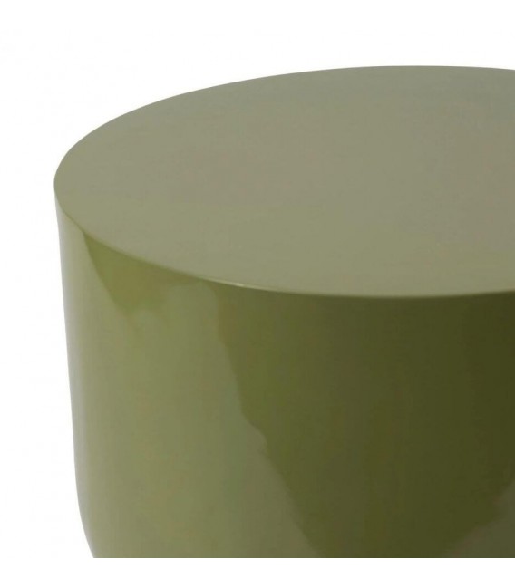 Mesita auxiliar redonda de madera lacada en verde brillante  3