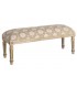 Banco pie de cama tapizado floral en tonos beige y gris