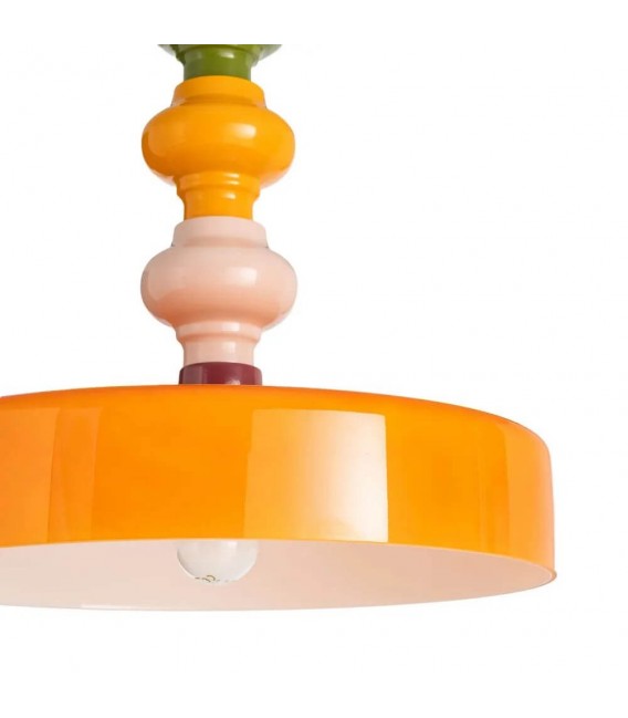 Lámpara de techo retro de cristal naranja con detalles multicolor 1