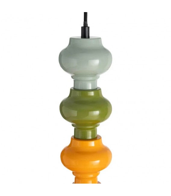 Lámpara de techo retro de cristal naranja con detalles multicolor 3