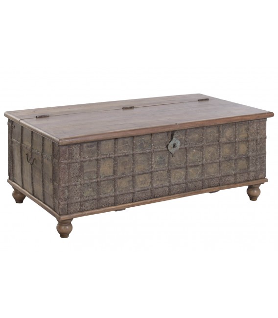 Mesa de centro arcón de madera de teca reciclada de estilo colonial