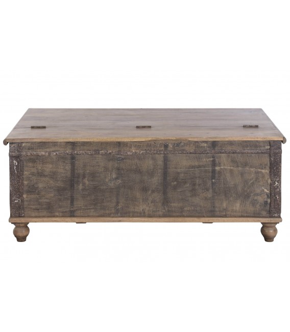 Mesa de centro arcón de madera de teca reciclada de estilo colonial 1