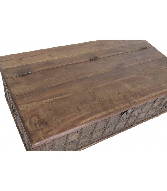 Mesa de centro arcón de madera de teca reciclada de estilo colonial 2